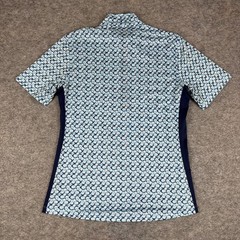 Kerrits Aire Ice Fil Riding Shirt 1/4 Zip Horseshoe Print Blue Womens Small S *