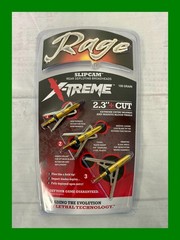 Rage Xtreme Slipcam 100 grain 3 pack Broadheads 2 Steel Blade with Shock Collars