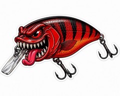 Angry Squarebill Crankbait Lure Sticker Bass Fishing Decal Boat Tackle
