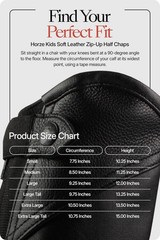 Unisex Soft Leather Zip-Up Equestrian Kids Half Chaps for Horseback Riding | See