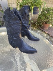 TONY LAMA MEN’S NACOGDOCHES TEJU LIZARD WESTERN BOOTS Men’s 8.5 Black From 1980s