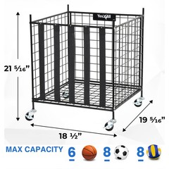 YES4ALL Metal Rolling Sports Ball Storage Cart w/ Lockable Wheels – Heavy-Duty