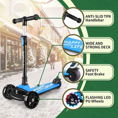 Kick Scooter for Kids Ages 3-10, 3-Wheel Folding Scooter with Adjustable Height,