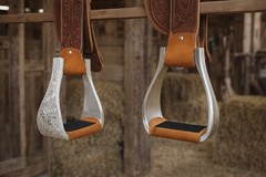 Challenger Western Horse Tack Aluminum Engraved Rubber Grip Saddle Stirrups 5176