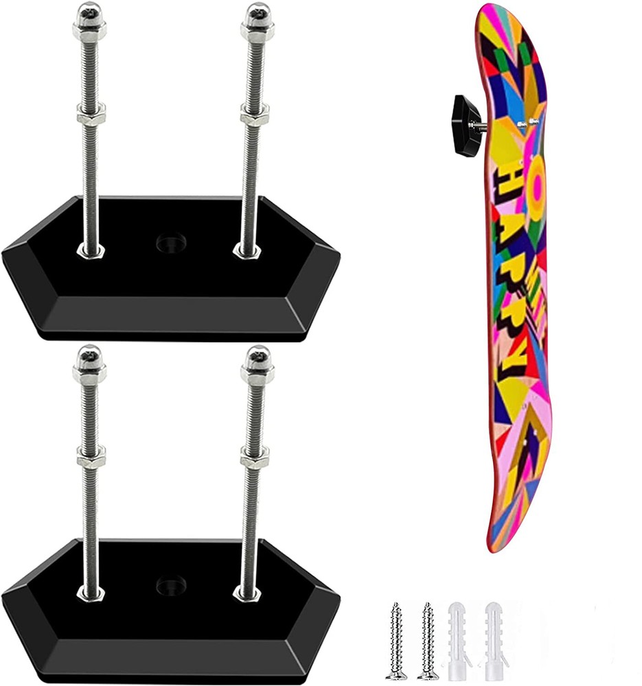 2 Pack Skateboard Wall Mount Hanger Holder for Skateboard Deck Display & Storage