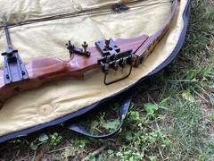 Vintage Wood Riser Compound Bow Archery Set with Soft Case & Finger Tab
