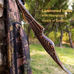 Deerseeker Outdoor Archery 54 Traditional Bow Hunting Longbow with Bamboo Core L