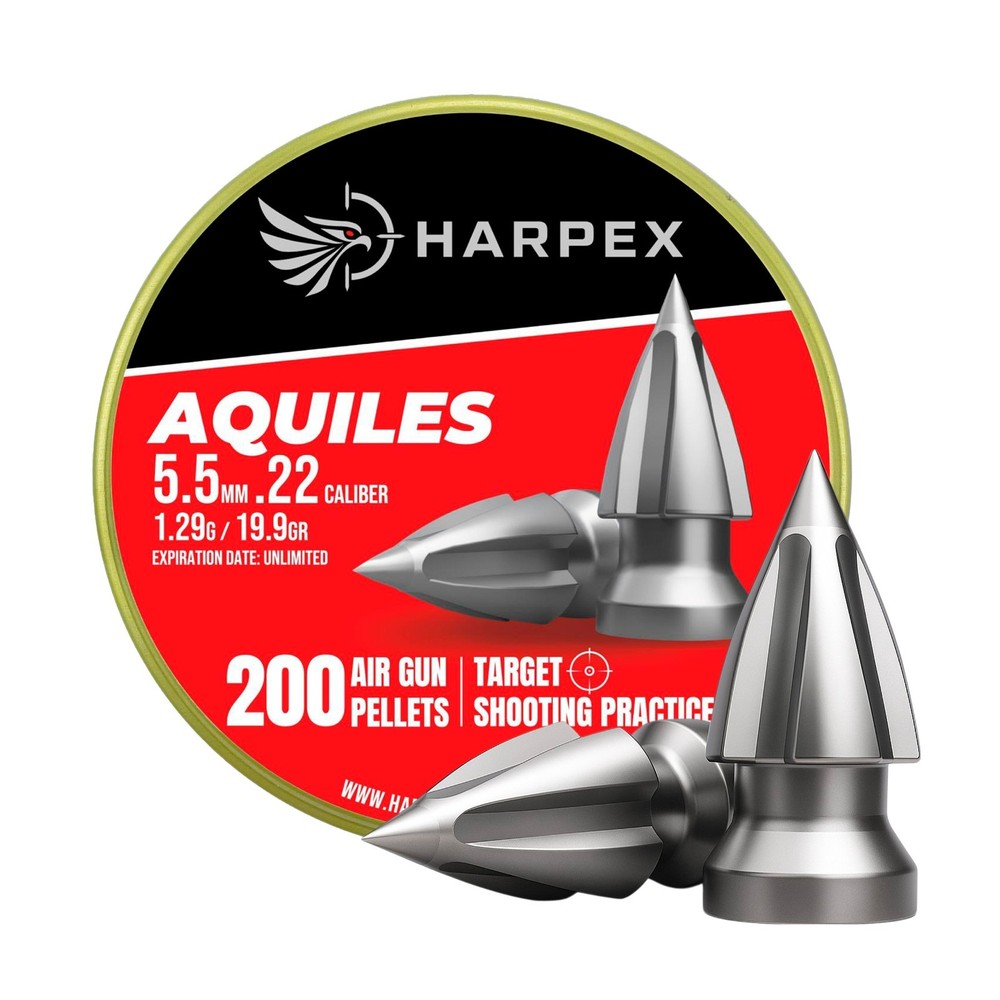 HARPEX Aquiles 200 Count BROADHEAD Pointed 5.5mm .22 Caliber Airgun Pellets