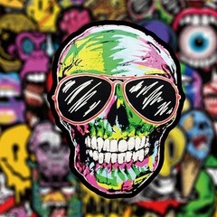 30Pcs Random Gothic Skull Spooky Faces Horror Ghoul Graffiti Waterproof Stickers