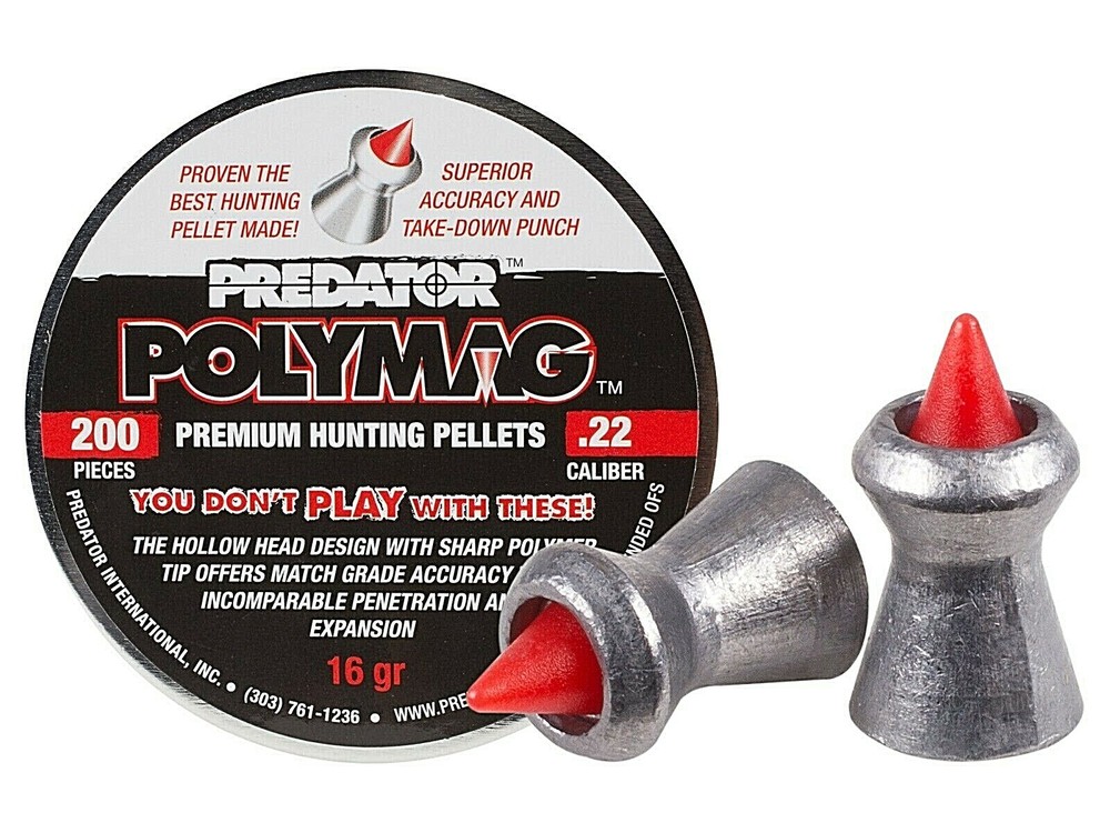 PREDATOR POLYMAG .22 HUNTING PELLETS 200 count 16 GRAINS PROVEN BEST