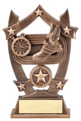 TRACK & FIELD GOLD RESIN SHIELD SHAPE TROPHY AWARD FREE PERSONALIZATION