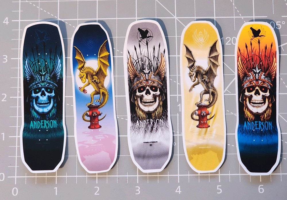Andy Anderson Vinyl Stickers Lot (5) ~ Skate Deck Powell ~ Hydrant Pro Flight