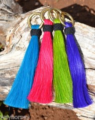 Bright 6″ Horsehair Shu-Fly Tassels 1″ Brass Ring – Lime Purple Orange Turquoise
