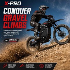 X-PRO DRAX X PRO Electric Dirt Pit Bike 72V/30AH 19″/17″ Wheels for Teens Adults