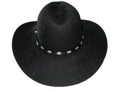 Rodeo King Cowboy Hat 6 7/8 Black Oval Long 3X Wool Blend Concho Wolf Bros*flaw
