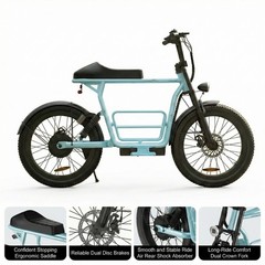 Peak 800W Electric Motorcycle 20″ Fat Tire Electric Scooter w/Seat
