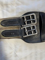 60cm / 24” Dressage Girth Black Leather One End Elastic Made In England