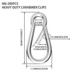 200PCS Galvanized Steel Carabiner Clips