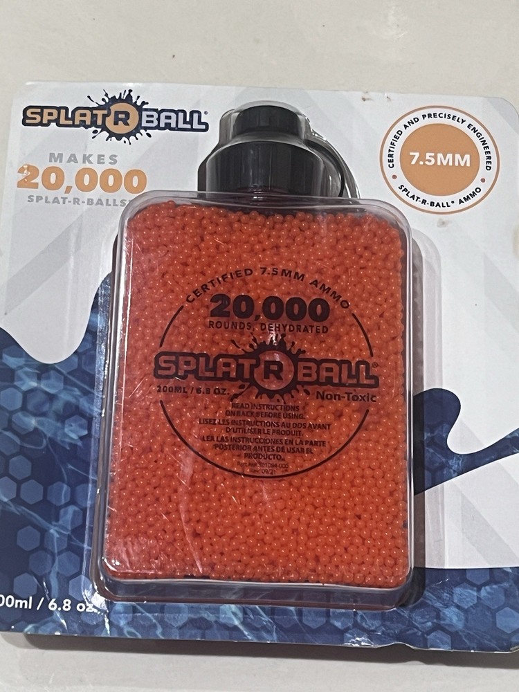 SplatRBall 7.5mm 20,000 Rounds Orange Non-Toxic Hydrated BBs