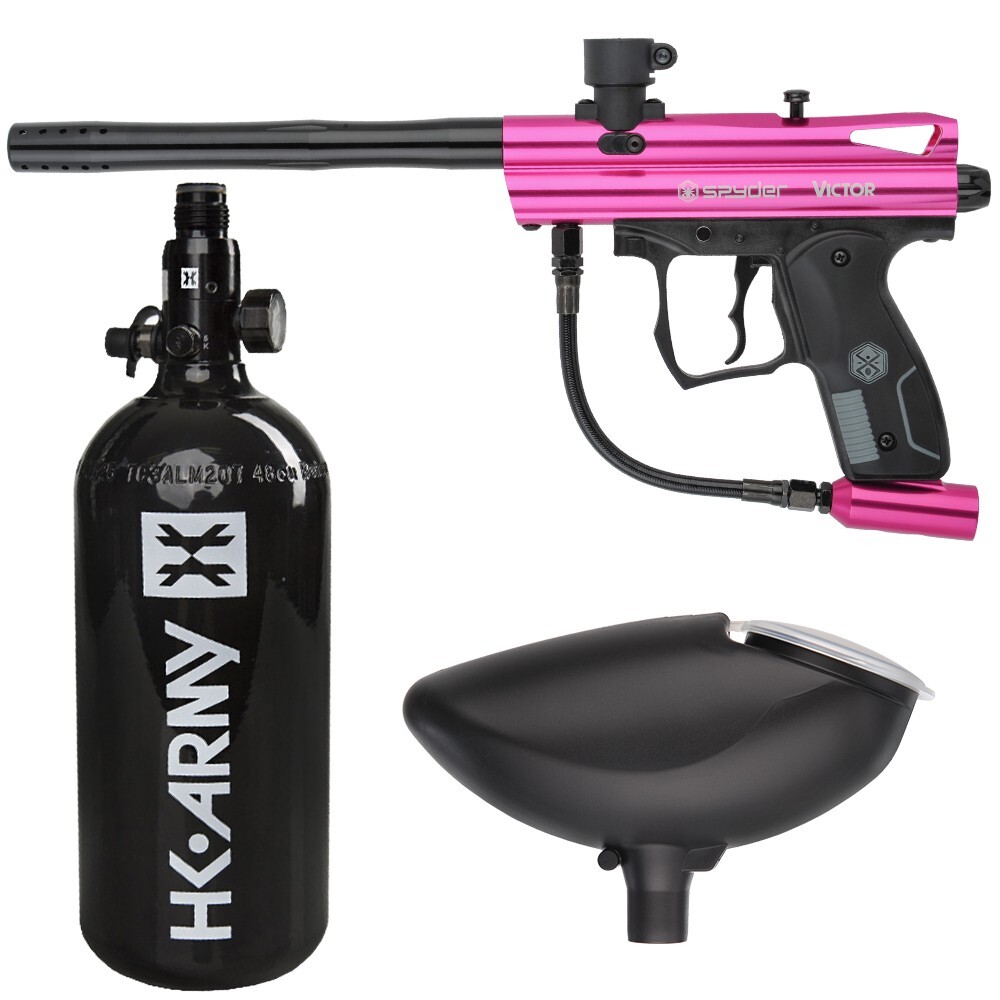Kingman Spyder Victor Entry Paintball Gun Package Kit – (Gloss Pink)