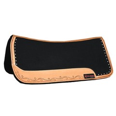 C-P815 Hilason Western Wool Felt Gel Horse Saddle Pad With Leather Border Black