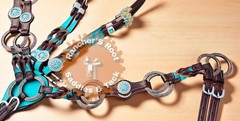 Western Leather Tack Set For Horse | Teal Ring Tack Set With Barided