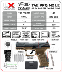 Umarex T4E Walther PPQ M2 .43 Cal Paintball Pistol w/ CO2 and 500x Rubber Balls