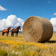 round Bale Hay Net, 4.92 X 4.92 X 4.92 Ft, 1.65 Inch Holes, PE Material, Knotles
