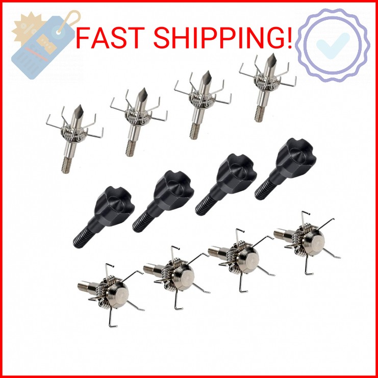 KURUGEILI 12PK 100 Grain Small Game Broadheads Judo Points & Hammer Mixed Set wi