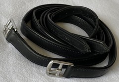 AMERIGO 150cm / 59″ Stirrup Leathers BLACK Italian CALFSKIN~No Strtech~GREAT CON