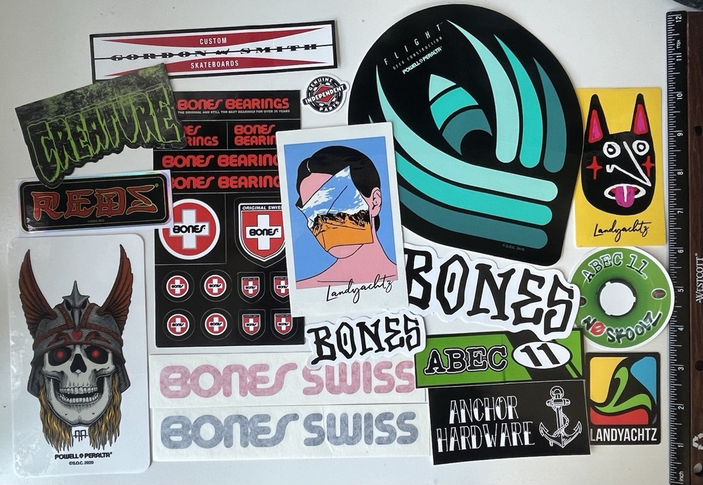 Skateboard Sticker Mixed Brands And Sizes Lot Of 17