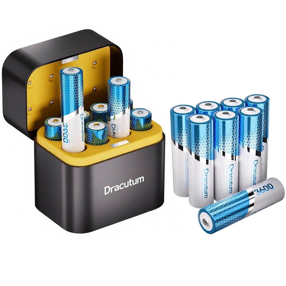 AA Rechargeable Batteries Lithium 16 Pack with Charger – 1.5V 3600mWh High Ca…