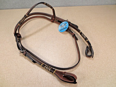 Buffalo Leather Dark Oil Browband Headstall Rawhide Accents Western Horse NWT