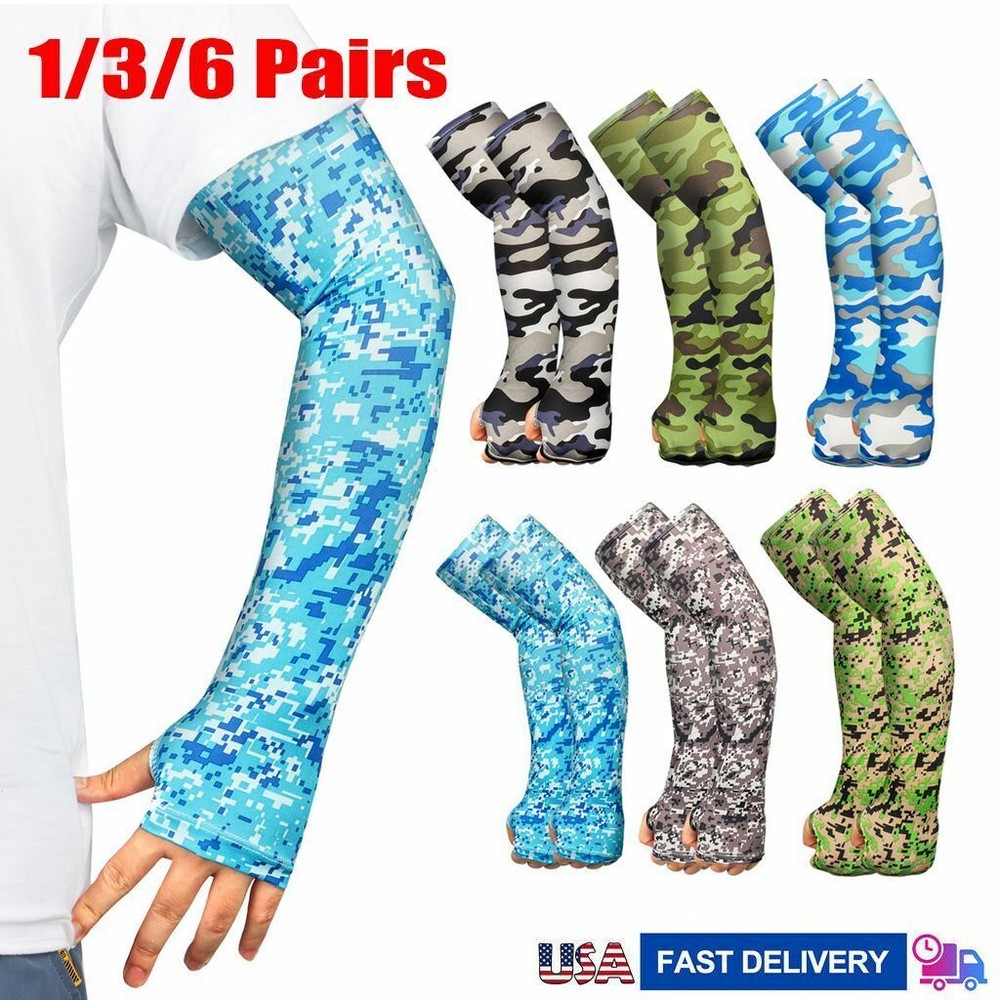 1/2/6Pairs Cooling Arm Sleeves Cover UV Sun Protection Sports For Men Women