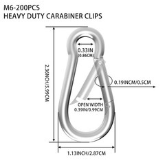 200PCS Galvanized Steel Carabiner Clips