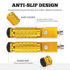 M8 Motorcycle Foot Pegs 90 Degree Foldable Bike Pegs CNC Anti-Skid Gold