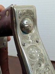 Vintage Diablo USA Silver Plated Overlay Western Saddle Stirrups Engraved Pair