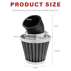 Rubber Tube Air Filter, Elbow Conical Air Filter for Motorcycle 38mm Bent
