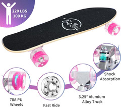 22 Inch Skateboards for Kids, Cruiser Skateboard for Beginners Girls Boys Teens