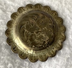 Vintage Antique 1-3/4″ Solid STERLING Silver Scalloped Concho~Navajo or Western
