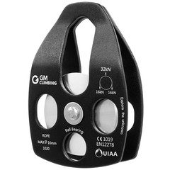 GM CLIMBING Black Large Rescue Pulley 32kN Single Sheave with Swing Plate CE …