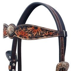 Western Headstall and Breast Collar Set HILASON Tooled Leather Horse Bridle Tack