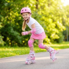 4 Sizes Adjustable Kids Roller Skates for Girls Boys Toddlers Youth Teens, 4R