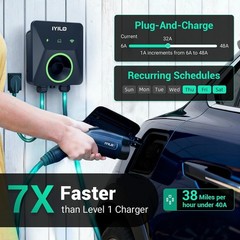Level 2 EV Charger, 40Amp/9.6KW, J1772, NEMA 14-50R, Wall Electric Car Charger