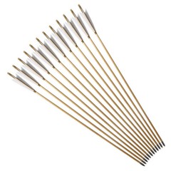 12Pcs 33″ Handmade Wooden Arrows Tradition Europe Style Turkey Feather Longbow