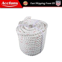 3400 Pounds White Red 1inch × 120FT High Strength Braided Rope Breaking Strength