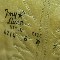 Tony Lama 6214 Western Boots Mens 8 D Cowboy Brown Lizard Snip Toe Vamp USA Made
