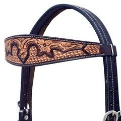 Western Headstall and Breast Collar Set HILASON Tooled Leather Horse Bridle Tack