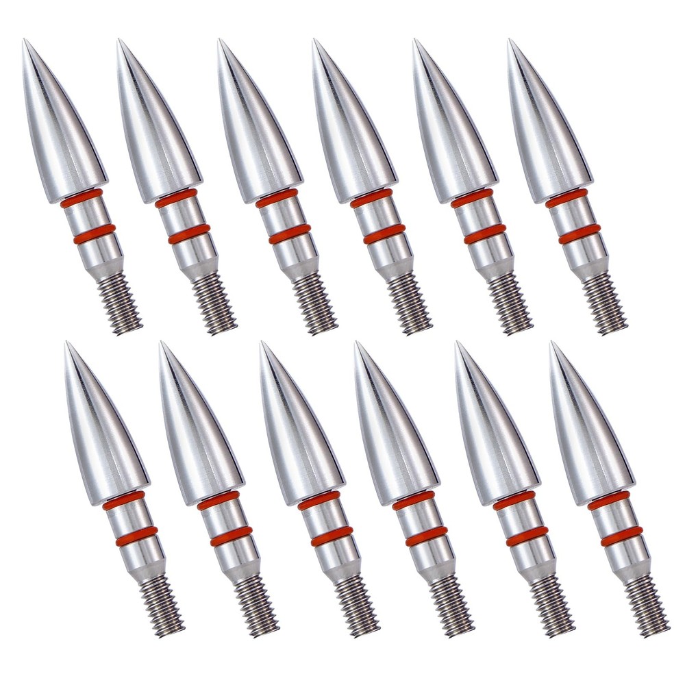 JGSDD 12pcs Archery Field Points, 100/125/150/300 19/64-100Gra», silvery