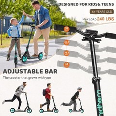 Wayplus Aquas Kick Scooter For Kids Teens Adults – Foldable Lightweight 8-Inch